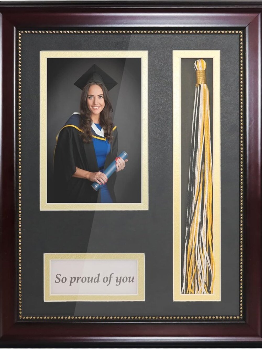 Graduation Photo Shadow Box Frame with Tassel Holder for 4x6 Pictures,Real Glass